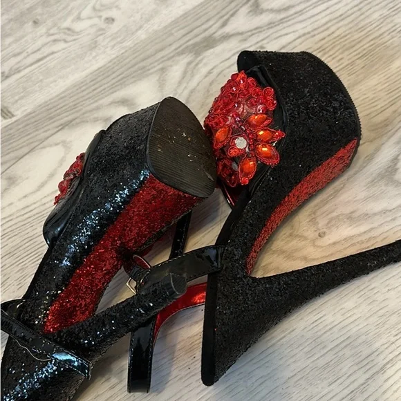 Pleaser Black and Red Women's Heels - Picture 3 of 3